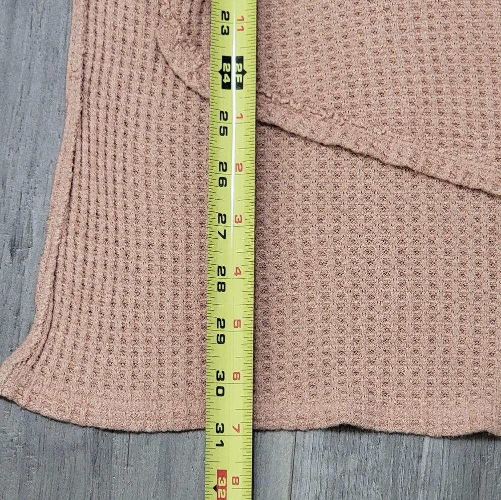 Free People Faded Rose Pink Drippy High Low Tunic Thermal Knit Top - Picture 6 of 12